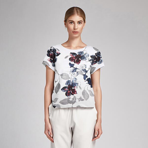 Zijde-viscose-satijn ornamentale bloemen – wit, image number 6