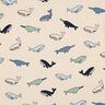 Katoenjersey schattige walvissen| Poppy Fabrics – cashew/marineblauw,  thumbnail number 1