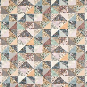 Decostof Half panama Quiltlook bloemen – pastellila/ecru, 