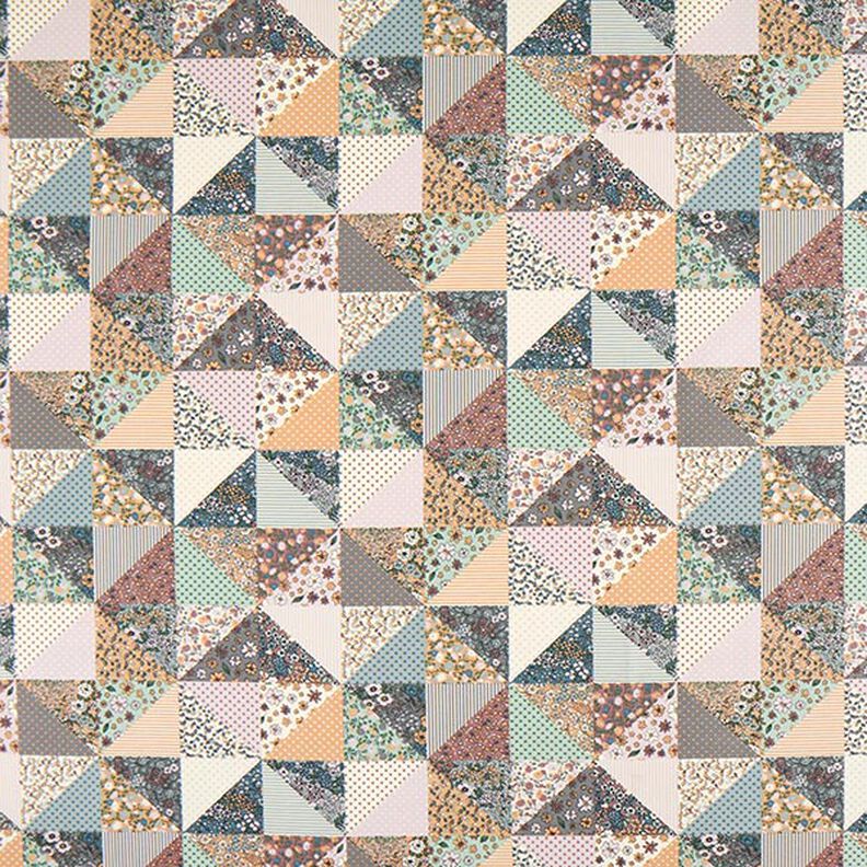 Decostof Half panama Quiltlook bloemen – pastellila/ecru, image number 1