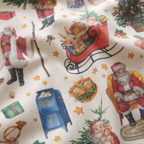 Decostof Half panama nostalgische kersttijd – natuur/rood, 