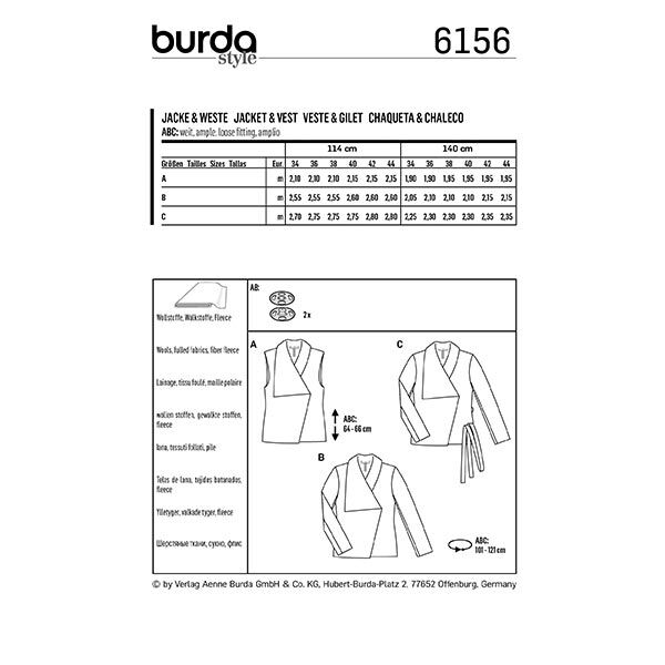 Jas | Vest , Burda 6156 | 34-44, image number 12