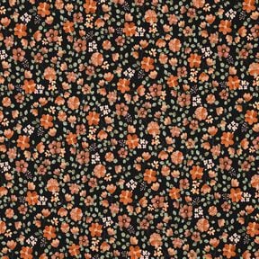GOTS Katoenjersey Herfstbloemen Digitaal printen – zwart/perzik sinaasappel,  GOTS Katoenjersey Herfstbloemen Digitaal printen – zwart/perzik sinaasappel,