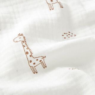 Mousseline/dubbel gehaakte stoffen schattige giraffen – wit/bruin, 