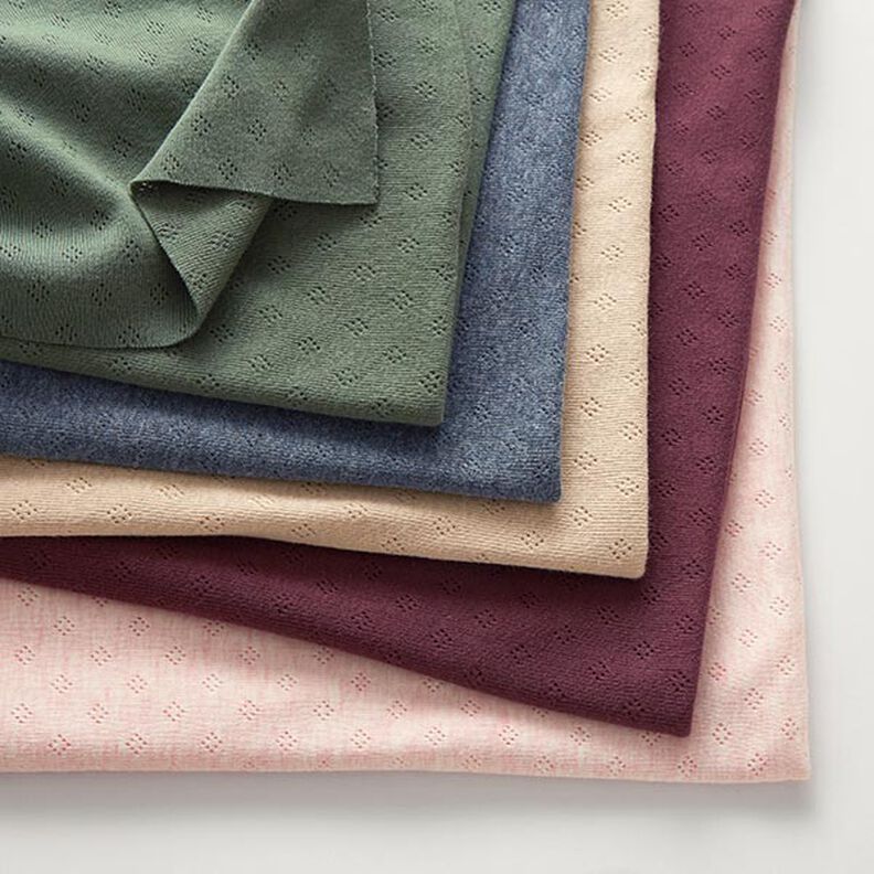 Fijngebreide jersey met gaatjesmotief – aubergine,  image number 5