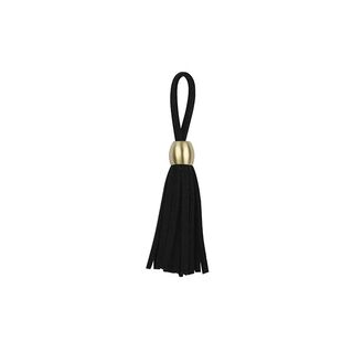 Leren franjes met gouden parels [5,5cm] – zwart, 