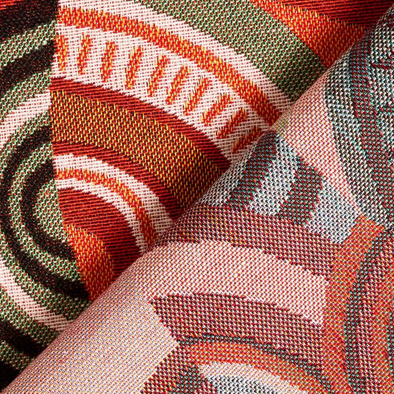 Decostof Gobelin abstracte halve cirkels – terracotta/groen, image number 4