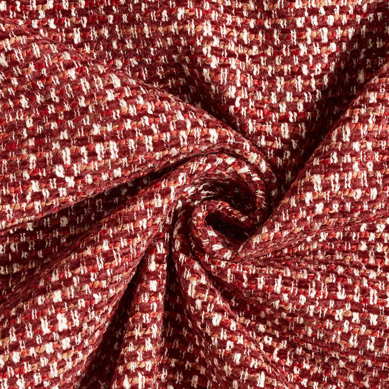 Bekledingsstof kleurrijke bouclé-look – bordeauxrood/creme,  image number 1
