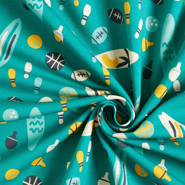 French Terry sommersweat retro zomer | PETIT CITRON – petroleum, image number 8