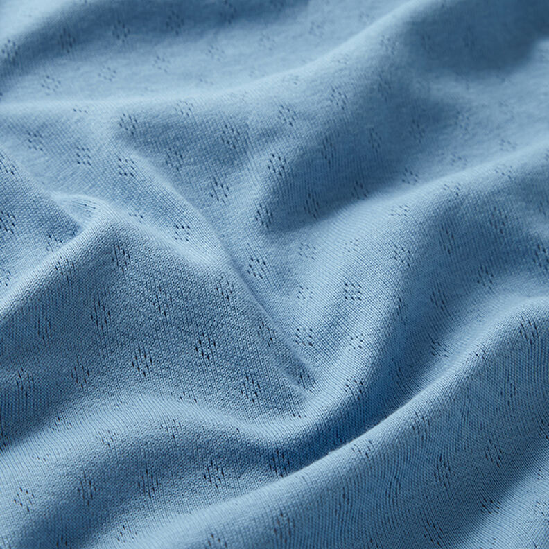 Fijngebreide jersey met gaatjesmotief – blauw,  image number 2