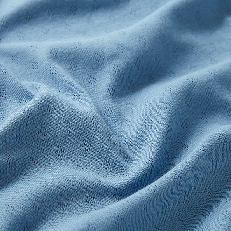 Fijngebreide jersey met gaatjesmotief – blauw, image number 2