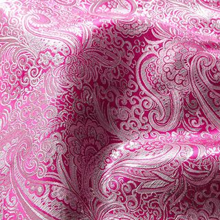 Kledingsjacquard metallic paisley – intens roze/zilver, 