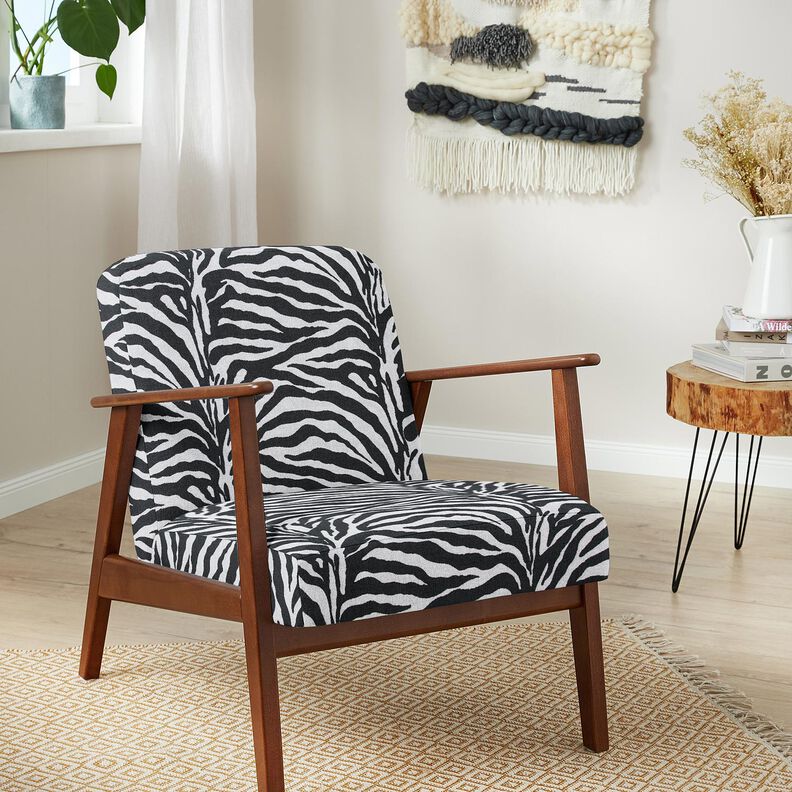 Bekledingsstof Jacquard Zebra – wit/zwart, image number 7