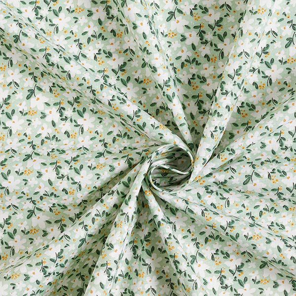 Biologisch katoenpopeline delicate bloemen – licht mint, image number 3