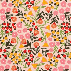 Gecoate katoen Bloemenweide – lichtbeige/pink, 
