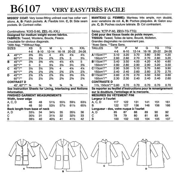 Mantel, Butterick 6107|32 - 40|42 - 50, image number 6
