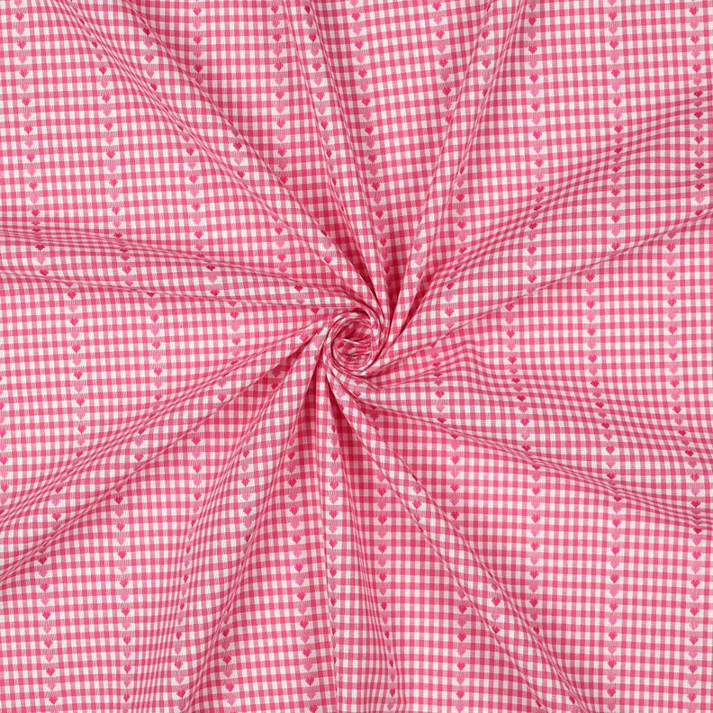 Katoenen stof Jacquard ruiten en harten – pink/wit,  image number 3