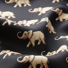 Blousestof olifanten – zwart, 