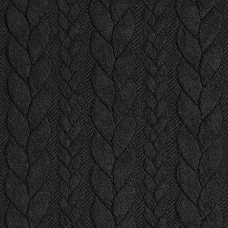 Jerseyjacquard cloqué kabelsteekpatroon – zwart,  image number 1