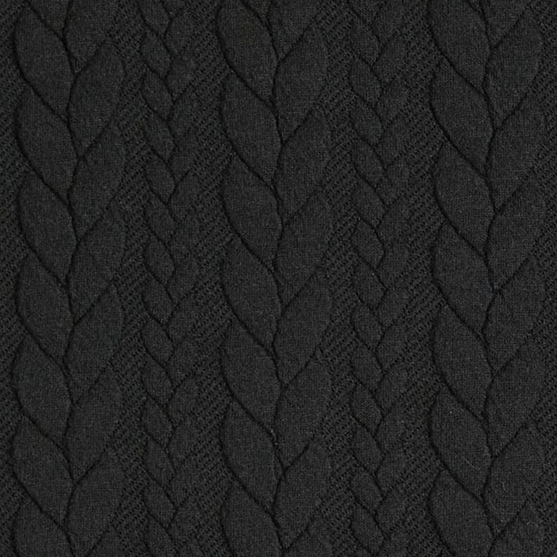 Jerseyjacquard cloqué kabelsteekpatroon – zwart,  image number 1