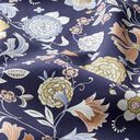 Stretchgabardine Art Nouveau bloemen – nachtblauw, 