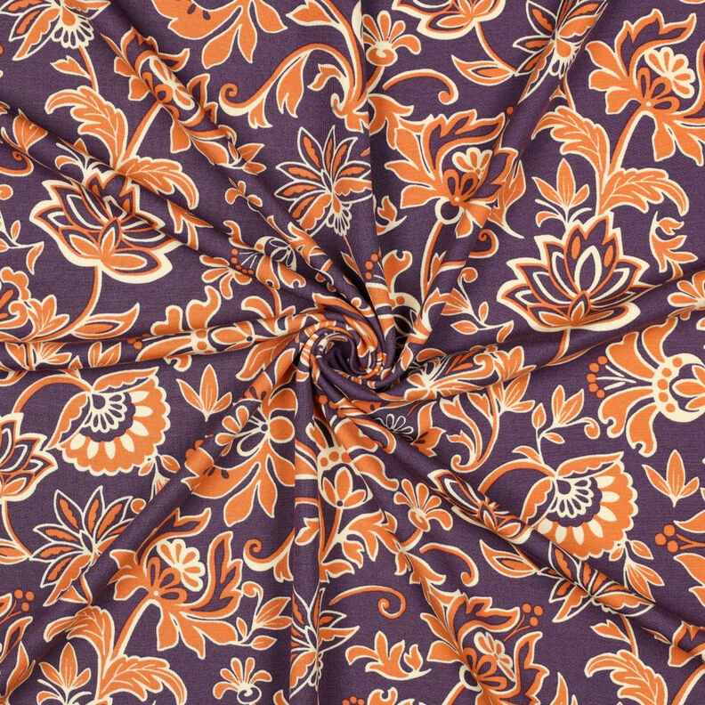 Romaniet jersey Paisley bloemen | Poppy Fabrics – lila, image number 3