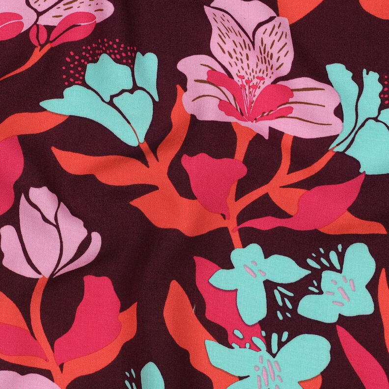 LENZING™ ECOVERO™ viscosestof Amira Floral | Nerida Hansen – merlot/chili,  image number 2