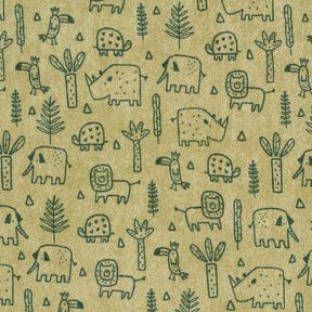 Badstof jersey in de jungle – greige, 