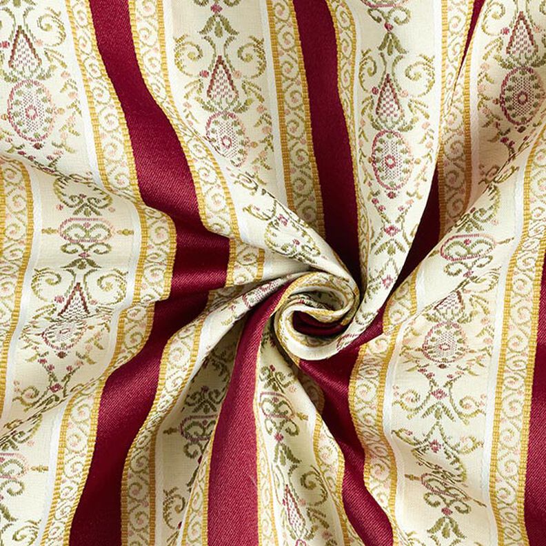 Meubelstof jacquard Biedermeier strepen – creme/rood,  image number 4