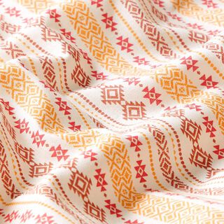 Katoenen stof cretonne Etno – mosterd/beige, 