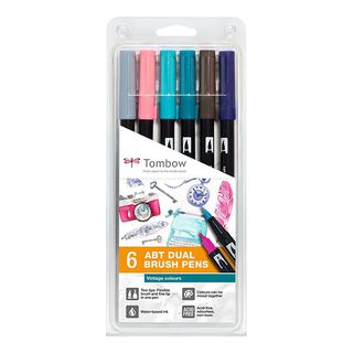 ABT Dual Brush Pen waterverf Vintage colour Set [ 6 Stuk ] | Tombow, 