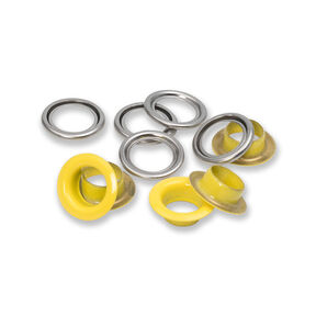 Oogjes met sluitringen [20 stuks | Ø 11 mm] | Prym – geel/zilver metallic, 
