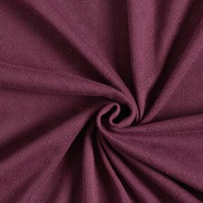 Fijngebreide jersey met gaatjesmotief – aubergine, 