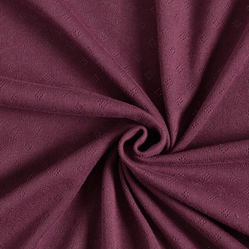 Fijngebreide jersey met gaatjesmotief – aubergine,  image number 1