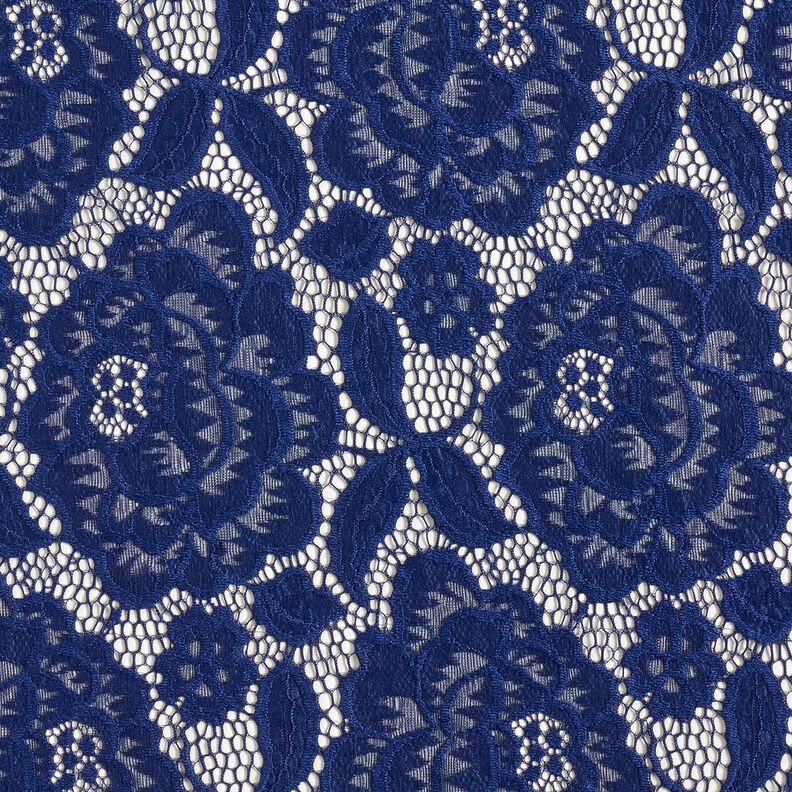 Elastisch kant Bloemen en bladeren – marineblauw,  image number 1