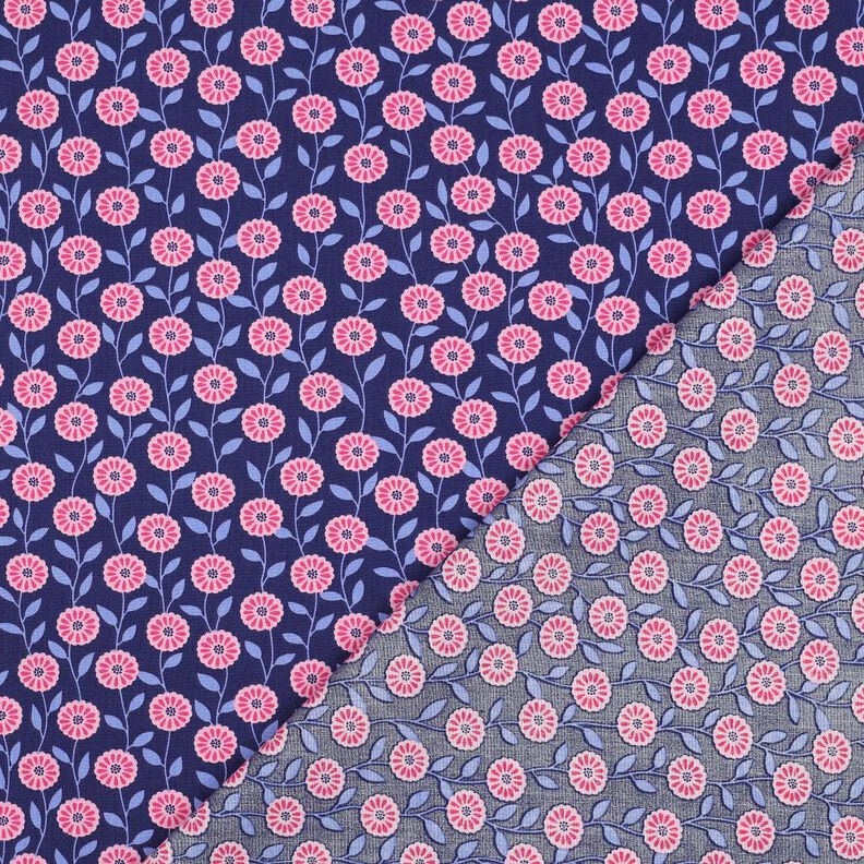 Katoenpopeline Zomerbloemen| Poppy Fabrics – roze/indigo,  image number 4