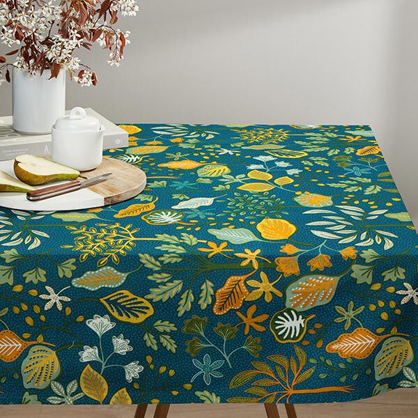 Decostof Half panama Gebladertekunst – oceaanblauw, image number 8