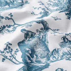 Decostof Half panama blije dansers 280 cm – oceaanblauw/wit, 