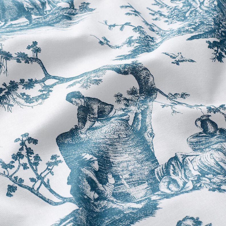 Decostof Half panama blije dansers 280 cm – oceaanblauw/wit,  image number 2