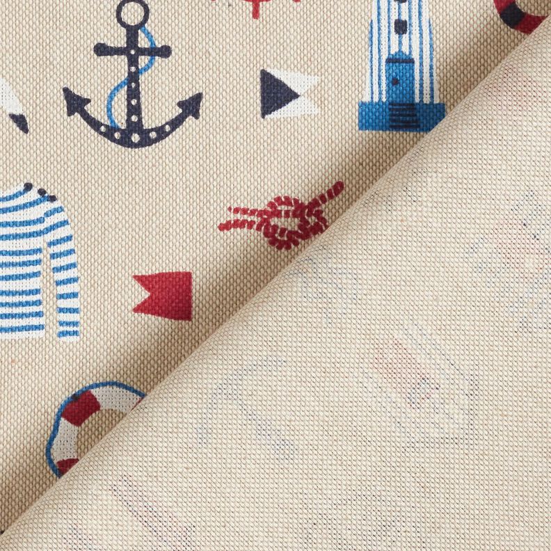 Decostof Half panama maritieme klassiekers – natuur/marineblauw, image number 4