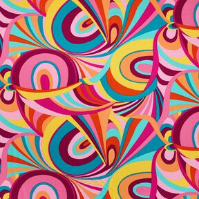 Abstracte lussen van viscose-katoenen voile – pastelviolet/aquablauw, 