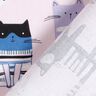 Katoenen stof Cretonne abstracte katten – lichtroze/wit,  thumbnail number 4