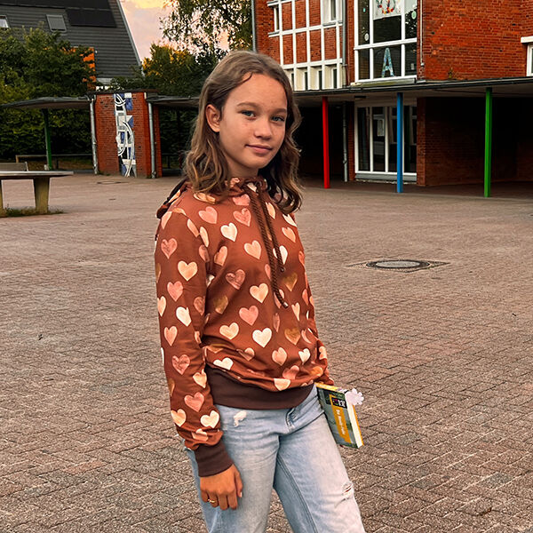 Sweatshirt geruwd Aquarel harten Digitaal printen | by Poppy – terracotta/zalm, image number 6