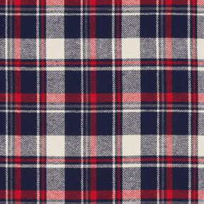Katoenflanel Ruit – zwart blauw/karmijnrood, 