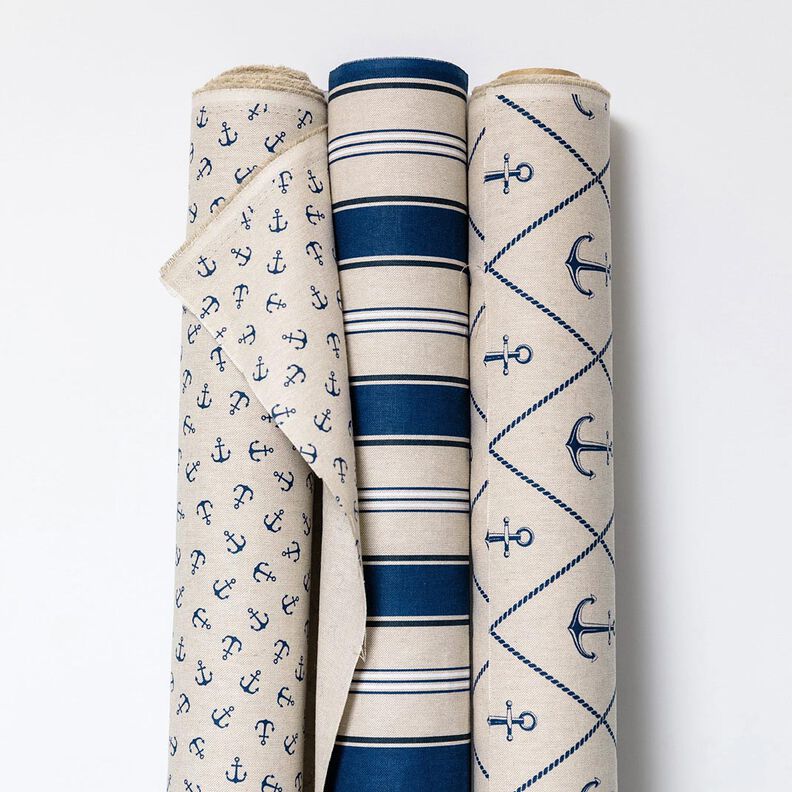 Decostof Half panama maritieme strepen – natuur/indigo,  image number 6