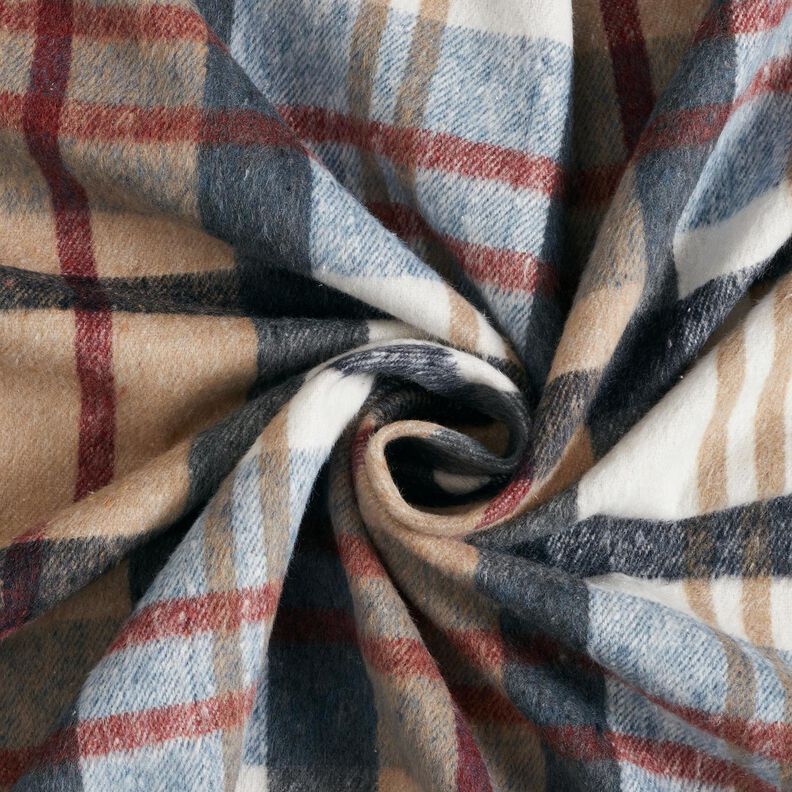 Mantelstof opgeruwde tartan ruit – lichtblauw/beige,  image number 3
