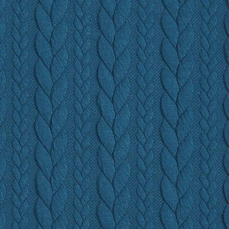 Jerseyjacquard cloqué kabelsteekpatroon – petroleum,  image number 1