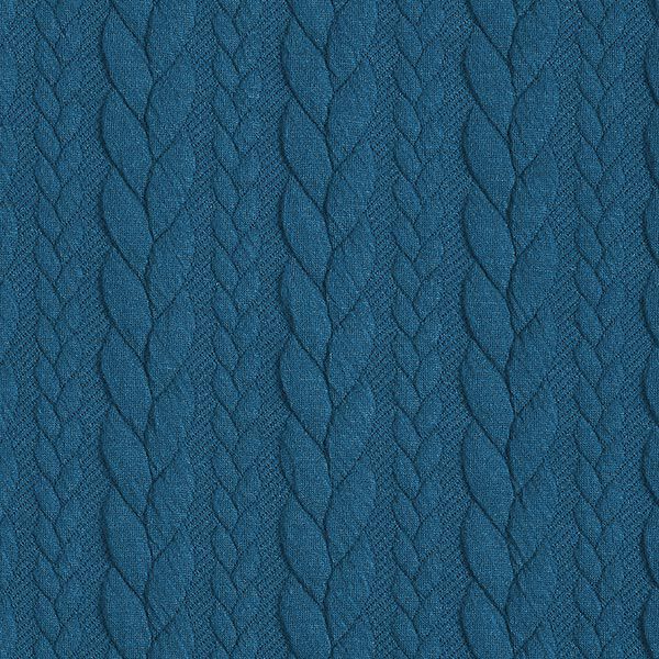 Jerseyjacquard cloqué kabelsteekpatroon – petroleum,  image number 1