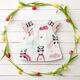 Mousseline/dubbel gehaakte stoffen Panda's op regenbogen – wit/roze,  thumbnail number 5
