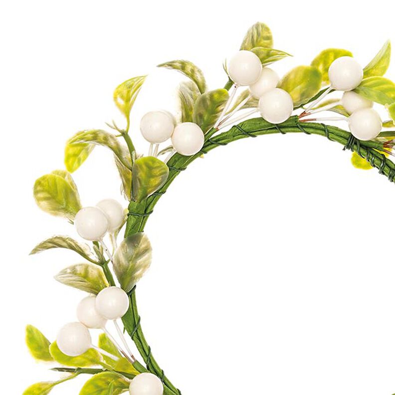 Deco bloemenkrans met bessen [Ø 9 cm/ 16 cm] – wit/groen,  image number 2